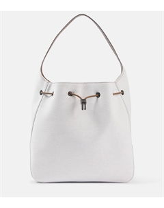 Большая холщовая сумка-ведро Foulard, Chalk Brunello cucinelli