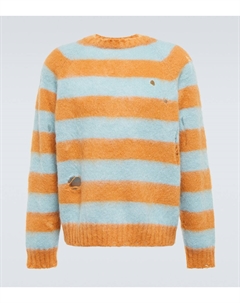 Состаренный свитер из смеси мохера и шерсти, Light Blue Border Undercover