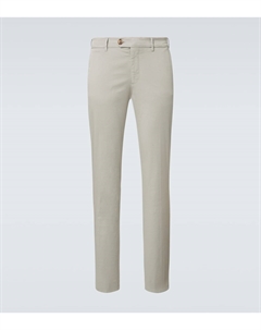 Узкие брюки из хлопкового габардина, хаки Brunello cucinelli