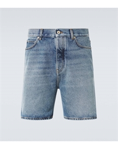 Джинсовые шорты с кожаной отделкой, синий Loewe