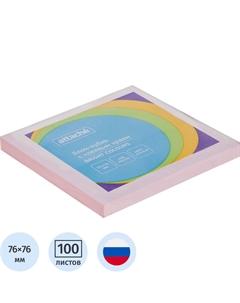 Стикеры Simple 76х76 мм пастельные розовые (1 блок на 100 листов) Attache