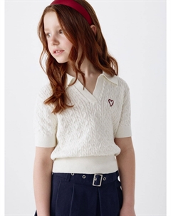 Вязаное поло с вышивкой для девочек Sela