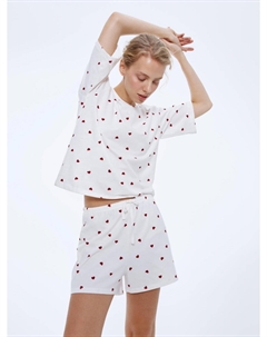 Трикотажная пижама с принтом в сердечко Sela