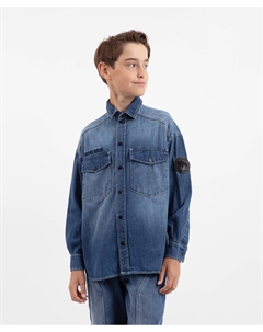 Рубашка оверсайз джинсовая синяя для мальчика Gulliver
