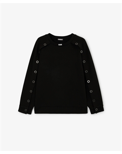 Свитшот с металлофурнитурой в отделке черный для мальчика Gulliver
