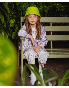 Джинсы в цветочек фиолетовые для девочек Gulliver