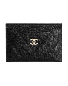 Кардхолдер из зерненой кожи теленка кавиар Unisex Black Chanel