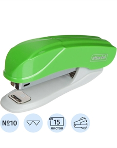 Степлер Pulse до 15 листов зеленый (скобы № 10, с антистеплером) Attache