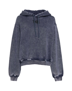 Структурированный худи с логотипом из махровой пушки, морской синий Alexander wang