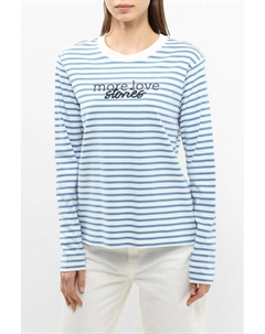 Лонгслив хлопковый в полоску с принтом S.oliver