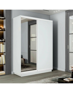 Шкаф-купе 1800x450x2400 Экспресс 2 Белый снег зеркало, ЛДСП Bravo