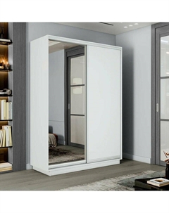 Шкаф-купе 1800x600x2400 Экспресс 2 Белый снег зеркало, ЛДСП Bravo