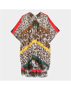 Многоцветный принт с животными накидка кимоно пончо, оливковый Truedames