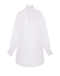Классическая рубашка с пуговицами и цветочной вышивкой, белый Ermanno scervino