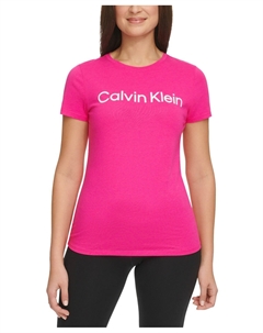 Футболка женская розовая хлопковая с коротким рукавом и графическим логотипом Calvin klein
