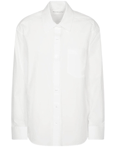 Бойфренд рубашка с логотипом флаг биркой и свободным кроем, белый Alexander wang