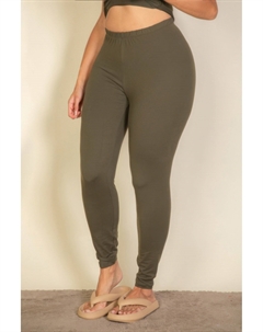 Женские плюс базовые однотонные леггинсы, оливковый Truedames