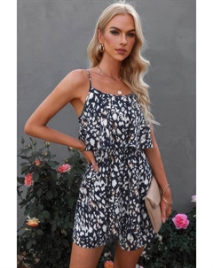 Безрукавный комбинезон с поясом и леопардовым принтом Truedames