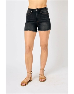 Черные шорты с контролем живота и рваным краем Judy blue