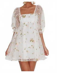 Белое мини-платье из органзы с цветочным жаккардом Selfie leslie