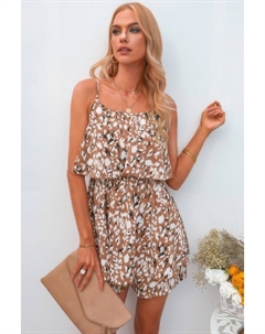 Безрукавный комбинезон с поясом и леопардовым принтом Truedames