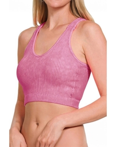 Приталенный топ с V-образным вырезом без рукавов на высокой талии, розовый Truedames