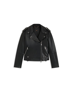 Куртка из зернистой кожи с серебристой отделкой Boss