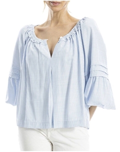 Блузка с рукавами-фонариками и V-образным вырезом, белый Max studio