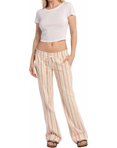 Океанские расклешенные штаны из пряжи крашеной в полоску солнечной стороны пробкового цвета, Cork Sunny Side Stripe (Ckl3) Roxy