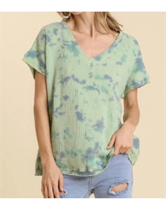 Топ из хлопкового газа с эффектом тай-дай в мятном цвете Umgee