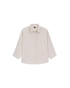 Свободная блуза из полосатого хлопкового поплина, коричневый Boss