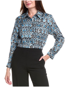 Короткая шелковая рубашка, синий Sandro