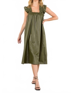 Оливковое платье миди из искусственной кожи Allure Thml