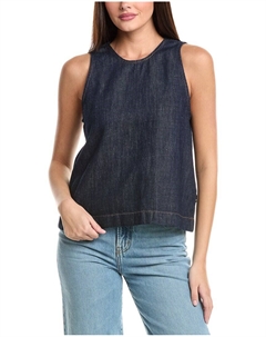 Бесшовный топ из льняной смеси, синий 7 for all mankind