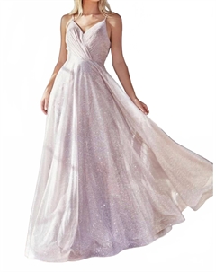 Плиссированный лиф платье-трапеции с блестками в цвете шампань, Champagne Cinderella divine