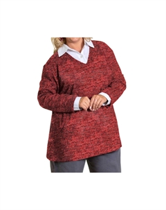 Брашированная туника с длинным рукавом Hacci Hampton - плюс в цвете красный черный хизер On the plus side