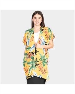 Тропический лиственный кружевной кимоно-пончо, желтый Truedames