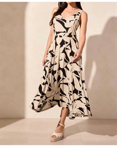 Сафари платье-миди с асимметричным подолом без рукавов, Safari Tribal