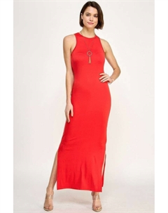 Женское платье макси с высоким воротником и разрезом сбоку, Cherry Pop Truedames