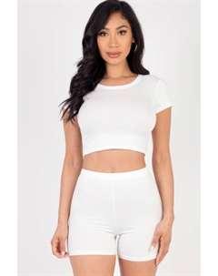 Женский комплект с коротким рукавом и шортами, белый Truedames