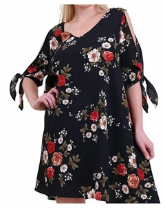 Флоральный принт платье с вырезами плюс размера в синем миксе Umgee