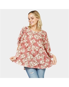 Цветочный пончо с разрезом и круглым вырезом, розовый Truedames