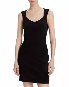 Микро-вельветовое мини-платье без рукавов в черном цвете Theory