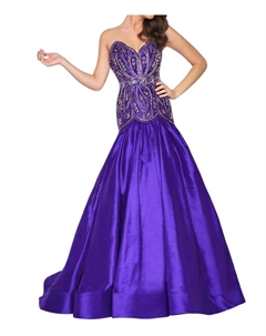 Роскошное атласное выпускное платье с украшениями в королевском пурпуре, фиолетовый Mac duggal