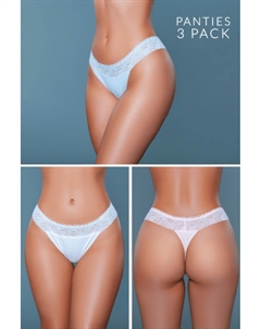 Комплект из 3 трусиков-стрингов Devon, персиковый/синий/белый Truedames