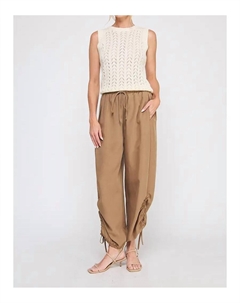 Сатиновые брюки на шнурке в цвете корица, Cinnamon Allie rose