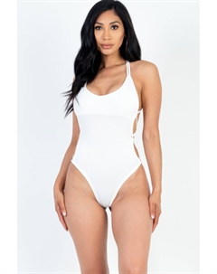 Женский сексуальный однотонный боди с V-образным вырезом и перекрестными лямками на спине, белый Truedames