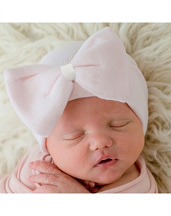 Полли детская шапочка с бантом в розовом цвете Ilybean