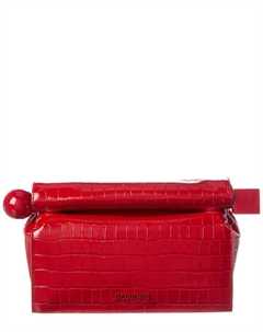 Жакемюс The Rond Carre Клатч из кожи с тиснением под крокодила, красный Jacquemus