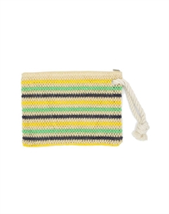Женская плетеная сумка-мешок с веревочной ручкой в разноцветную полоску, зеленый Fashnzfab